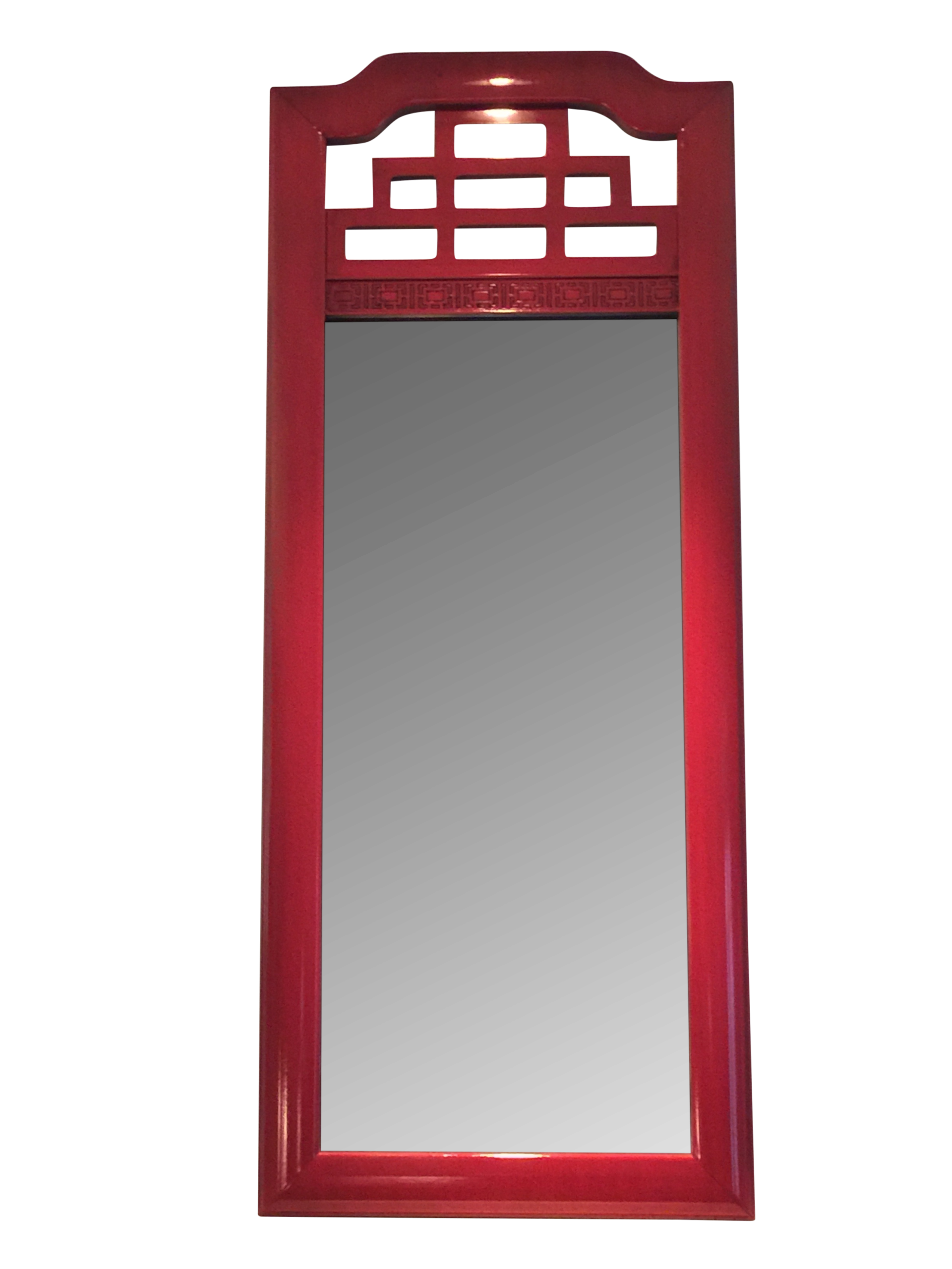 Red Lacquered Chinese Chippendale Mirrors - A Pair | Chairish throughout Styling Your Space with the Bold Statement of Red Asian Chippendale Mirrors