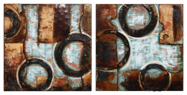 "Revolutions" Abstract Mixed Media Iron Hand Painted Dimensional Wall ... in Unveiling the 'Revolutions' Wall Art A Deep Dive into Abstract Mixed Media