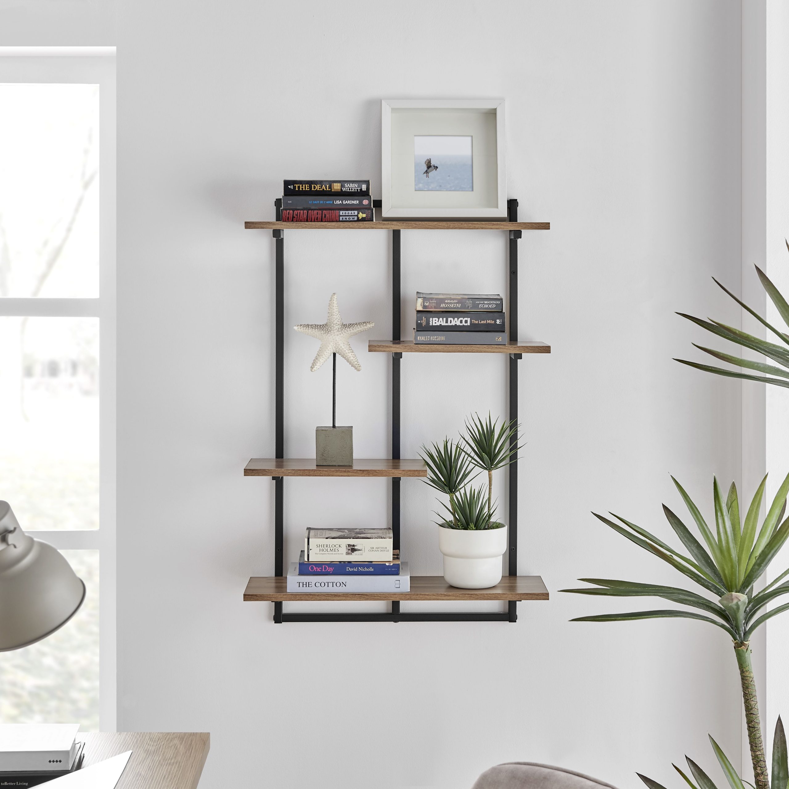 Rhodes 4 Tier Modern Floating Windowsill Wall Shelf Unit With Metal ... within Understanding the Design and Function of the Rhodes 4-Tier Shelf