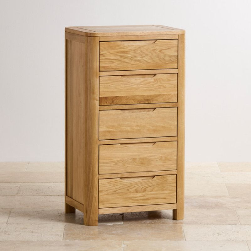 Romsey Natural Solid Oak 5 Drawer Chest | Oak Furniture Land, Solid Oak, Oak Furniture inside Why the Dexter Oak Finish 5-Drawer Chest Remains a Popular Choice