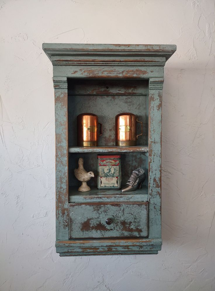 Rustic Country Farmhouse Wall Shelf With Drawer And Removable Shelf ... intended for Rustic Iron Wall Shelf With Drawer