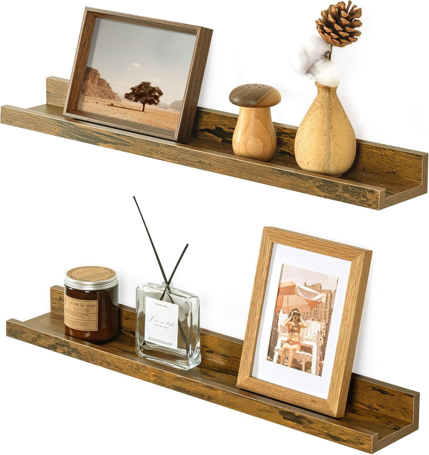 Rustic Floating Shelves, Picture Ledge Shelf 24 Inches Long, Wall ... inside Shelf For Picture Ledges
