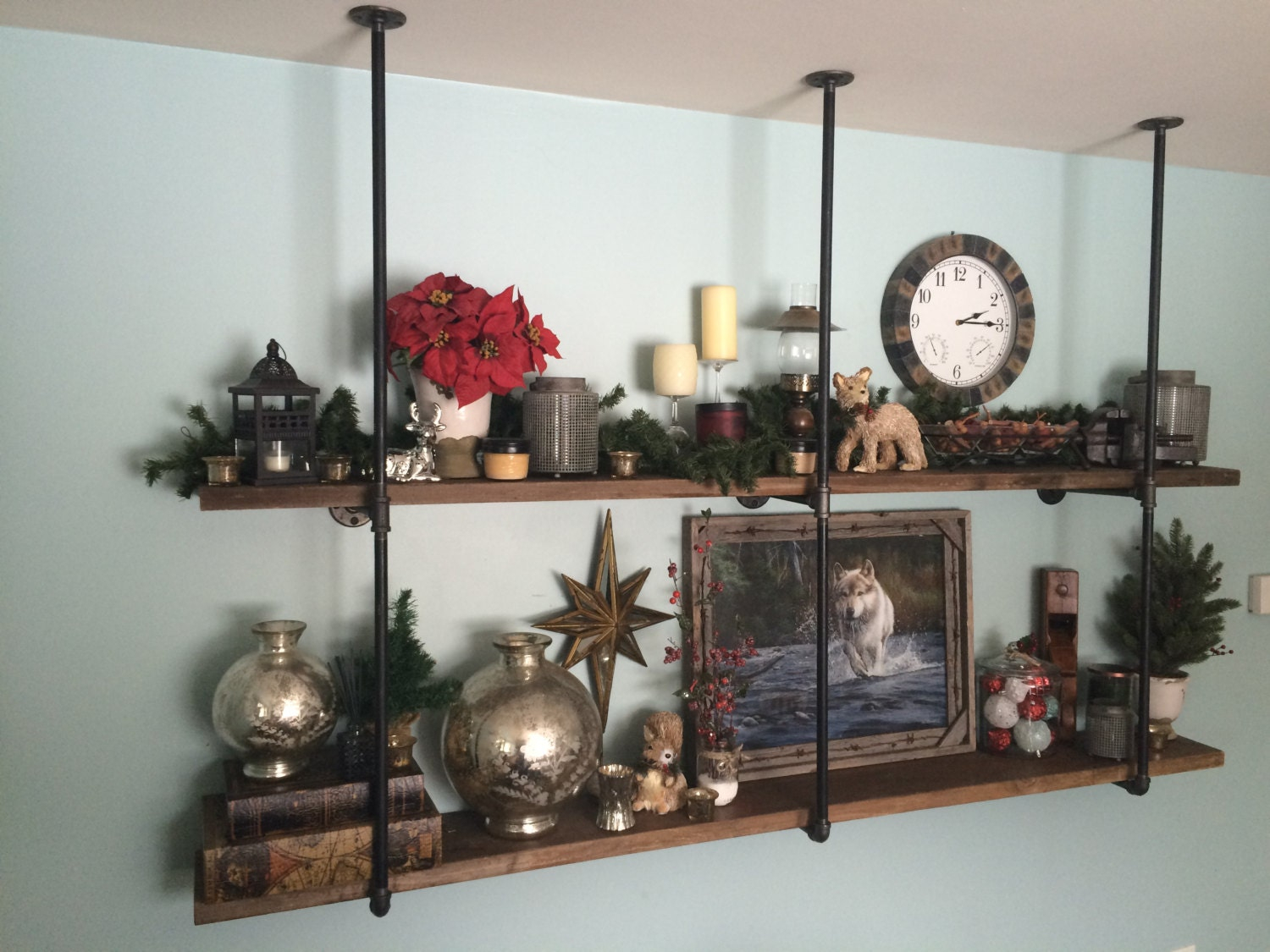 Rustic Shelf With Towel Bar: Black Iron Wall Shelf in Beyond Storage The Artful Integration of Rustic Iron Shelves with Drawers