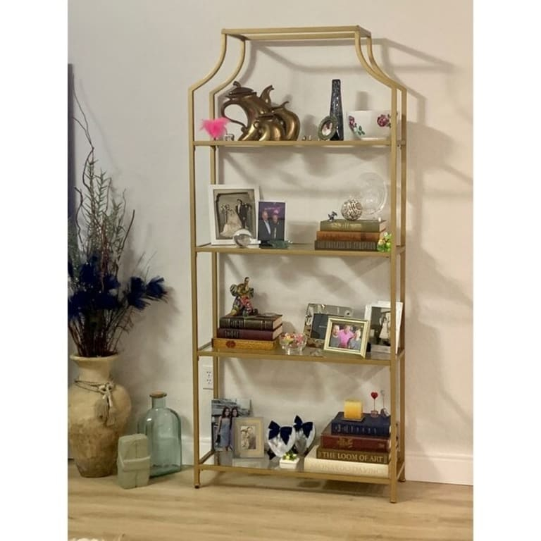 Safavieh Slater 4-Tier Gold Etagere - 36" X 12" X 80" - Bed Bath ... inside Safavieh Slater 4-Tier Etagere, White
