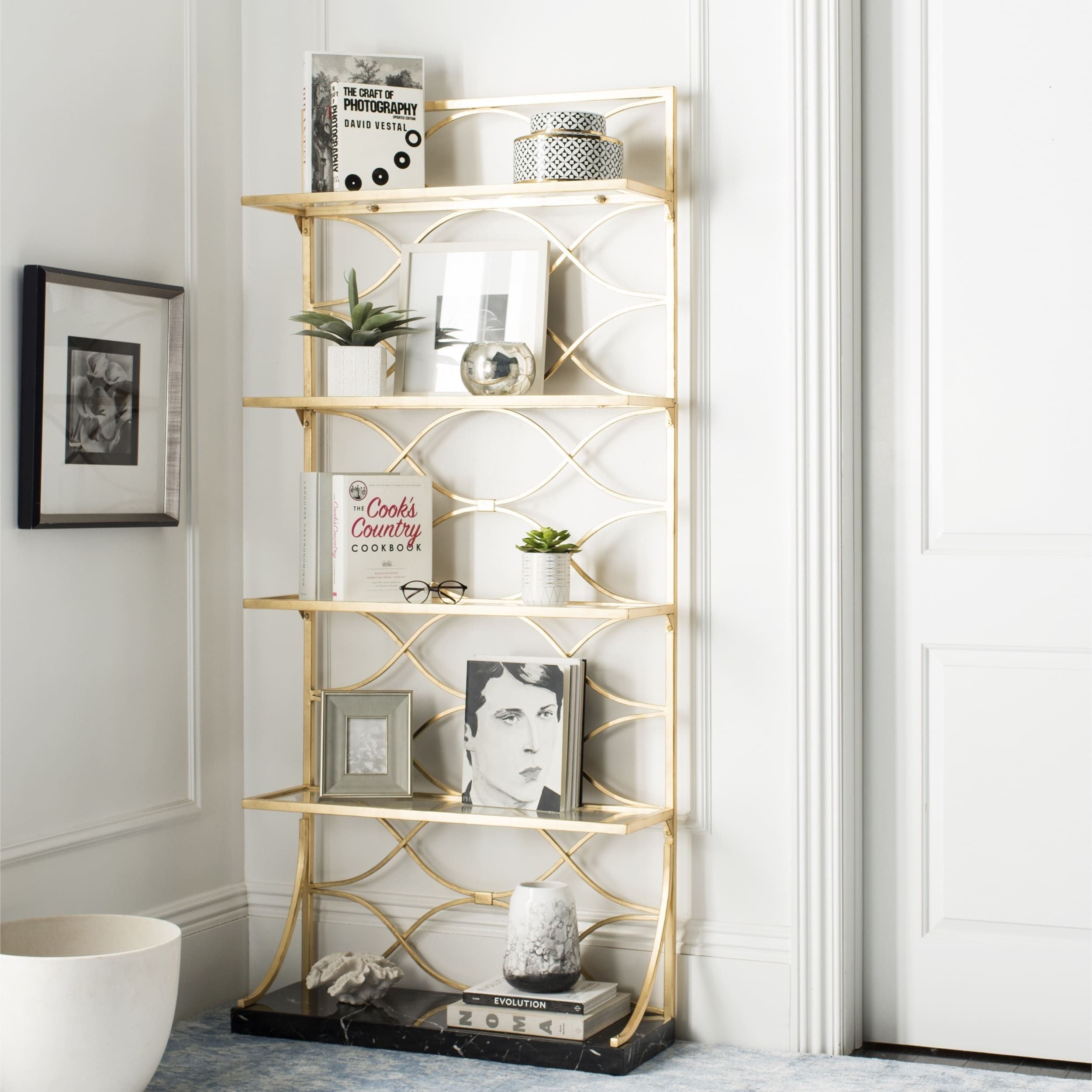 Safavieh Spano 4-Tier Gold Etagere With Marble Base (Fox6299A) Furniture Deals, Cool Furniture ... with Safavieh Spano 4 Tier Marble Base Etagere, Gold/Black
