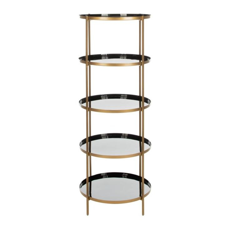 Safavieh Tia Round 5-Tier Etagere - 9130030 | Hsn | Black And Brass ... throughout Unlocking the Style of the Safavieh Justine 5 Tier Etagere in Black/Brass