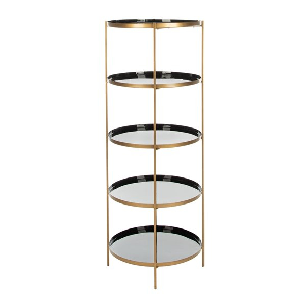 Safavieh Tia Round 5 Tier Etagere - Black And Brass Finish Etg3202B | Rona in Unlocking the Style of the Safavieh Justine 5 Tier Etagere in Black/Brass