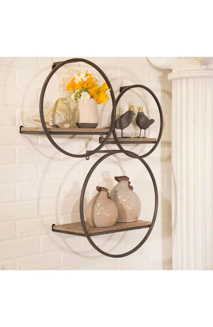 Sagebrook Home Sagebrook Wood/Metal Circular Wall Shelves - Set Of 3 ... in Creative Ways to Style Your Sagebrook Home Wood/Metal Shelf Set