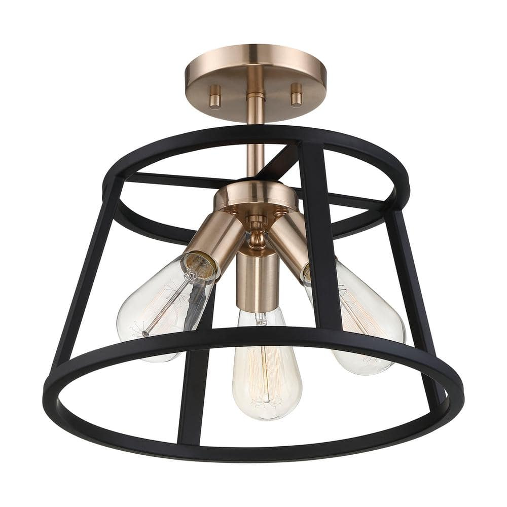 Satco Chassis 14 In. 3-Light Copper Brushed Brass And Matte Black ... within Chassis 4 Light Island Light, Copper Brushed Brass And Matte Black