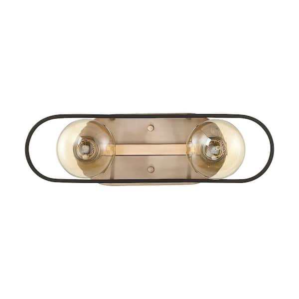 Satco Chassis 15.75 In. 2-Light Copper Brushed Brass/Matte Black Vanity ... within Chassis 4 Light Island Light, Copper Brushed Brass And Matte Black