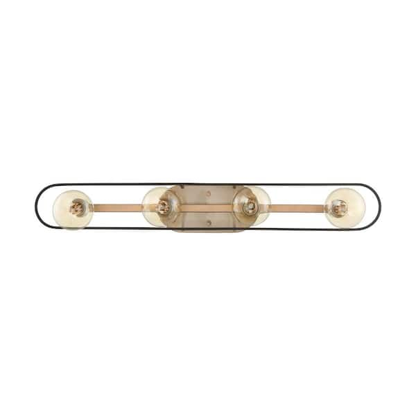 Satco Chassis 32.25 In. 4-Light Copper Brushed Brass/Matte Black Vanity ... within Chassis 4 Light Island Light, Copper Brushed Brass And Matte Black