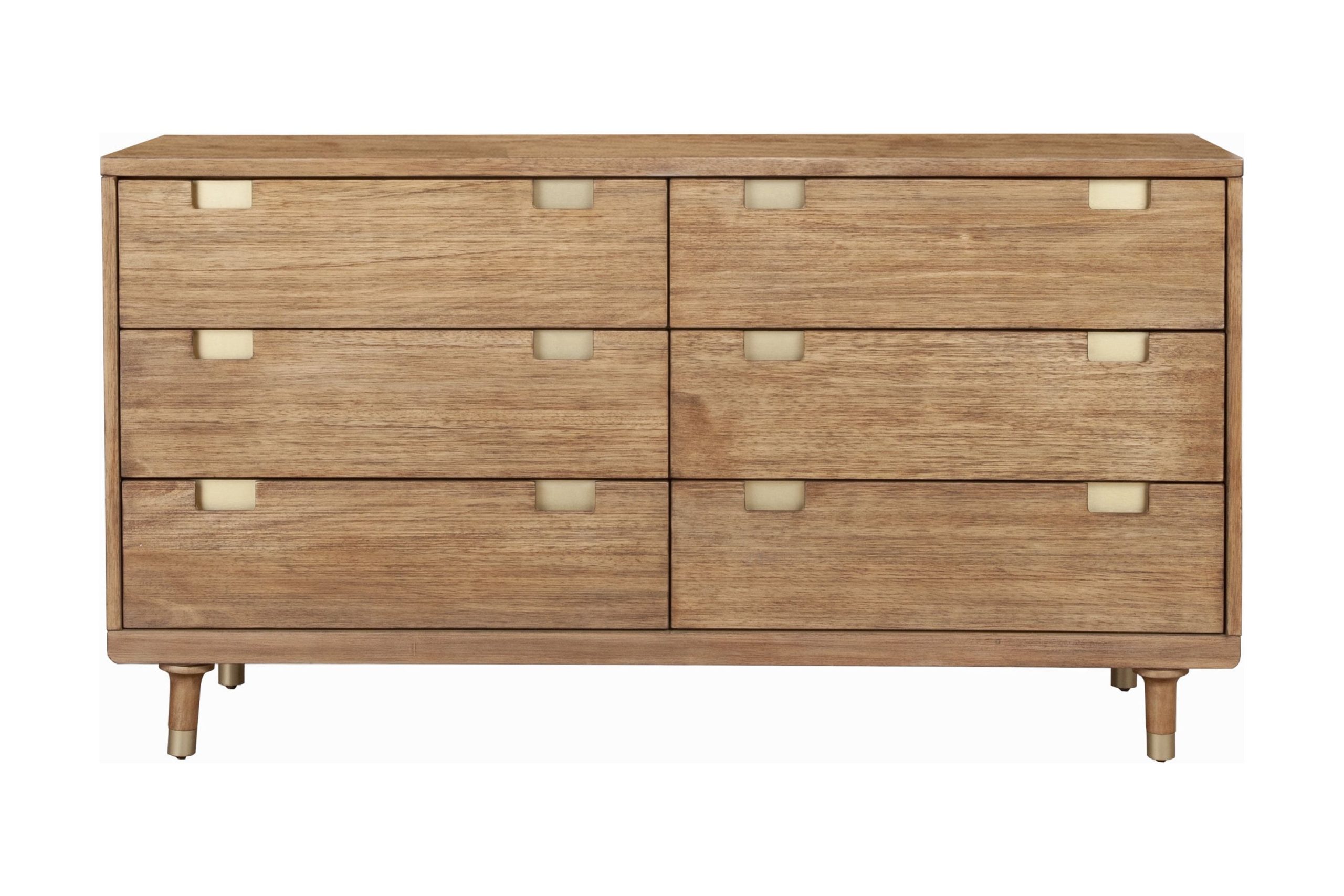 Save $197 • Easton Mid-Century Transitional Brown Double Dresser With ... throughout Styling Your Space with the Alpine Eaton Six-Drawer Dresser