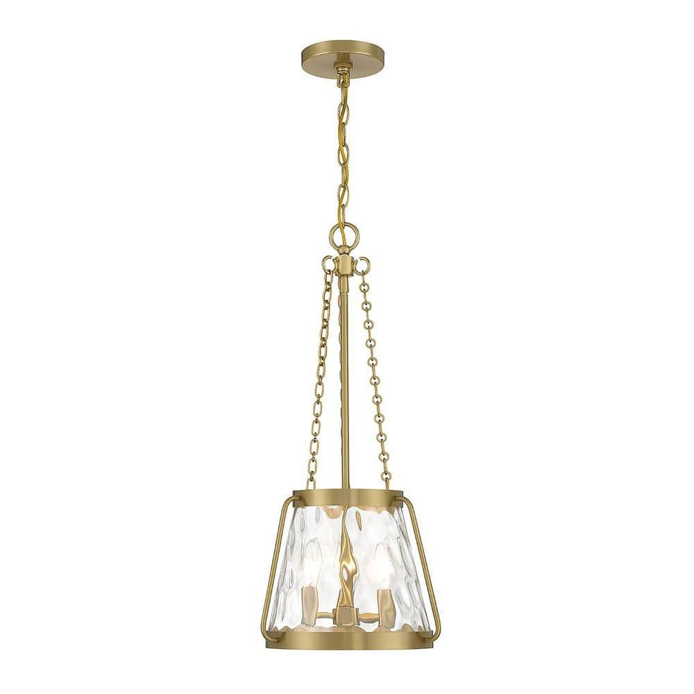 Savoy House Crawford 3-Light Warm Brass Statement Pendant Light With Clear Water Glass Shade 7 ... intended for Clive 3 Light Pendant, Brass
