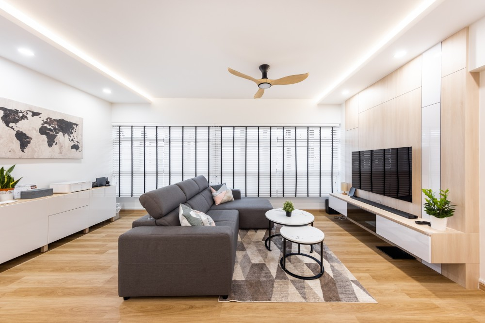 Scandinavian Living Room With Tv Console And Feature Wall - Hometrust within Expert Opinion: What's Next For The Feature Wall?
