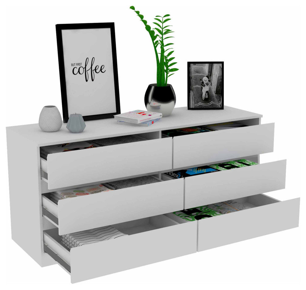 Seul 6 Drawer Double Dresser - Modern - Dressers - By Fm Furniture Llc | Houzz for Integrating the Seul Six Drawer Dresser into Your Bedroom Aesthetic