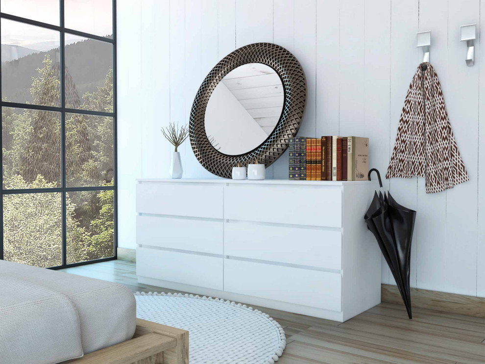 Seul 6 Drawer Double Dresser - Modern - Dressers - By Fm Furniture Llc | Houzz with Fm Furniture Seul Modern Minimal Six Drawer Double Dresser With Superior Top