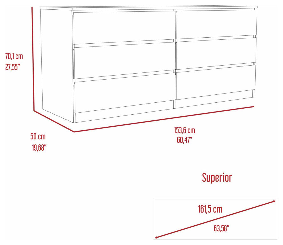 Seul 6 Drawer Double Dresser - Modern - Dressers - By Fm Furniture Llc | Houzz with Integrating the Seul Six Drawer Dresser into Your Bedroom Aesthetic