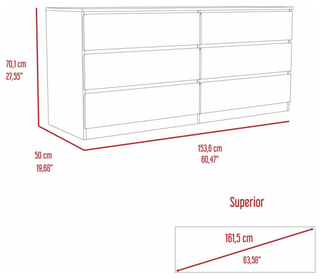 Seul 6 Drawer Double Dresser - Modern - Dressers - By Fm Furniture Llc ... within Fm Furniture Seul Modern Minimal Six Drawer Double Dresser With Superior Top