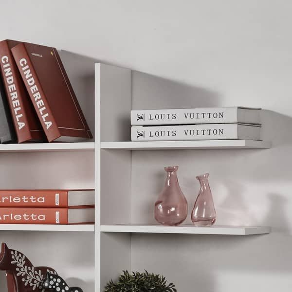 Shop Danya B. Five Level Asymmetric Shelf - White - Overstock ... with regard to A Closer Look at the Danya B 5-Level Asymmetric Shelf Installation