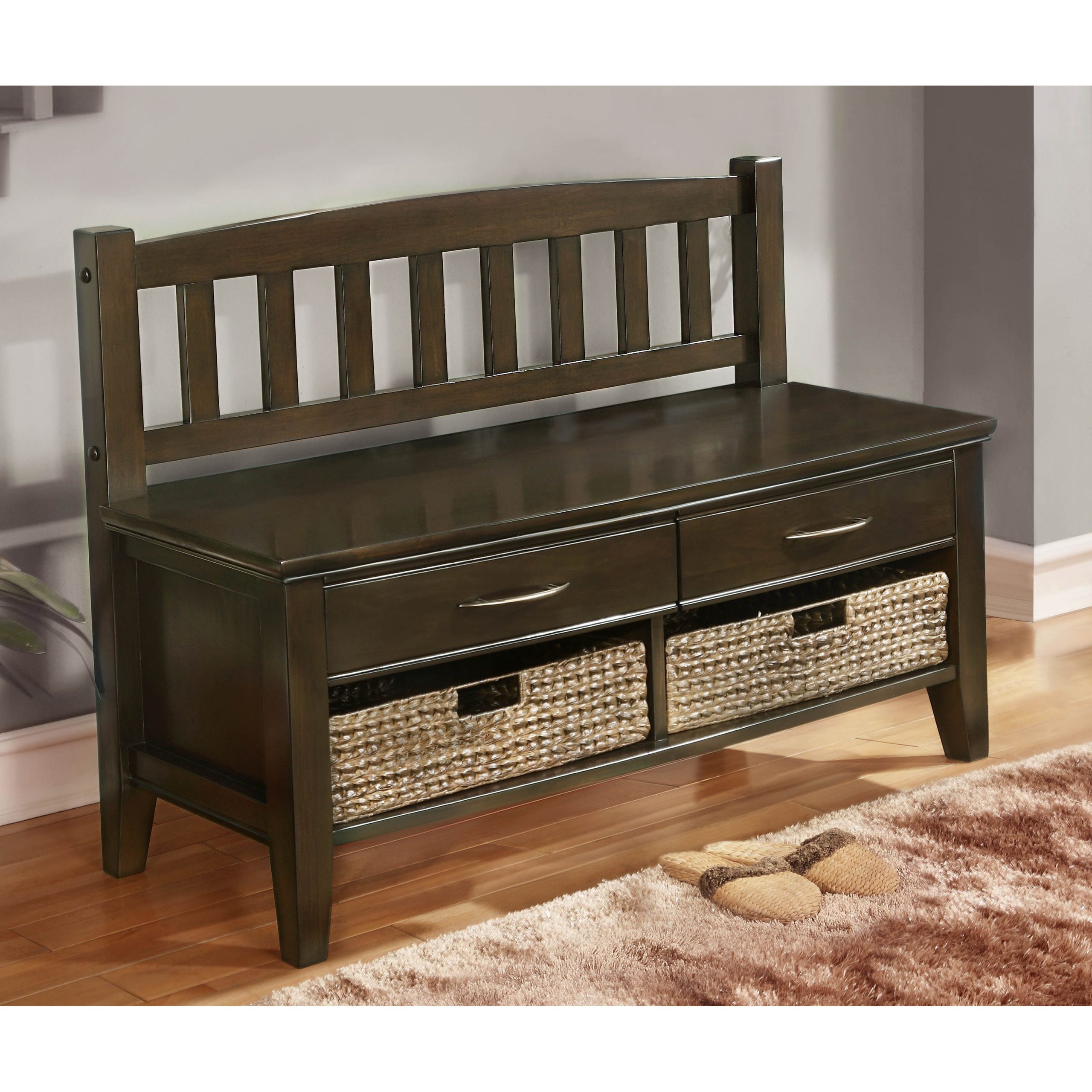 Simpli Home Williamsburg Wood Storage Entryway Bench With Drawers And ... throughout Entryway Storage Bench