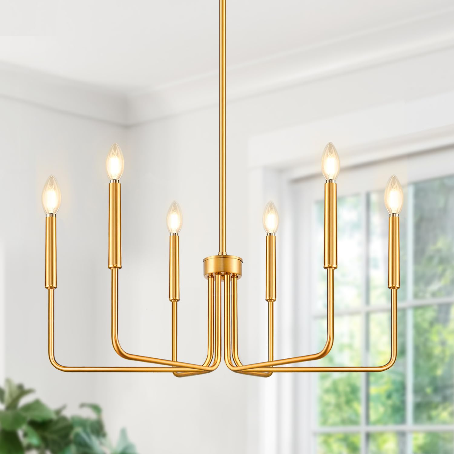 Snapklik.com : Gold Chandelier, 6-Light Farmhouse Chandelier For Dining ... regarding Gold Chandelier, Brass Chandelier For Dining Room