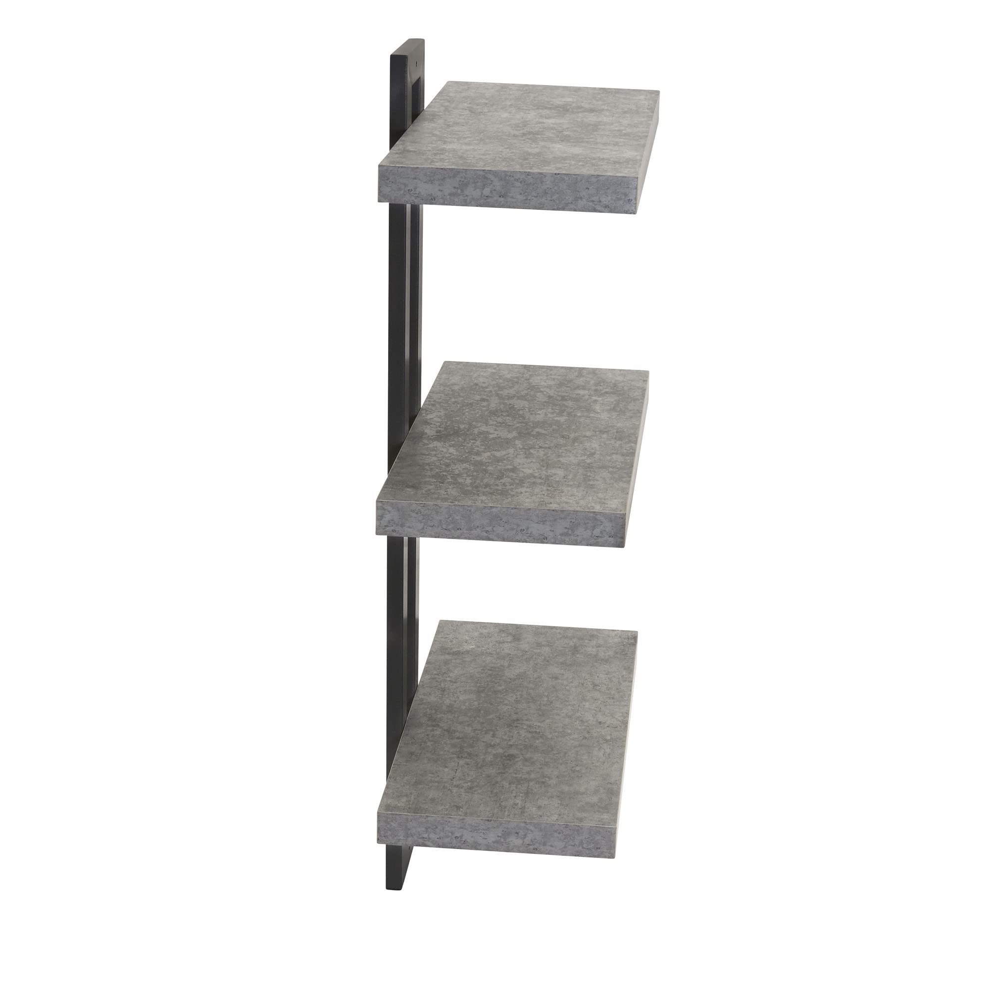 Snapklik.com : Household Essentials Jamestown 3 Tier Wall Shelf with Jamestown 3 Tier Wall Shelf, Single-Hole Mount Rustic Slate Concrete, Grey Metal, Grey