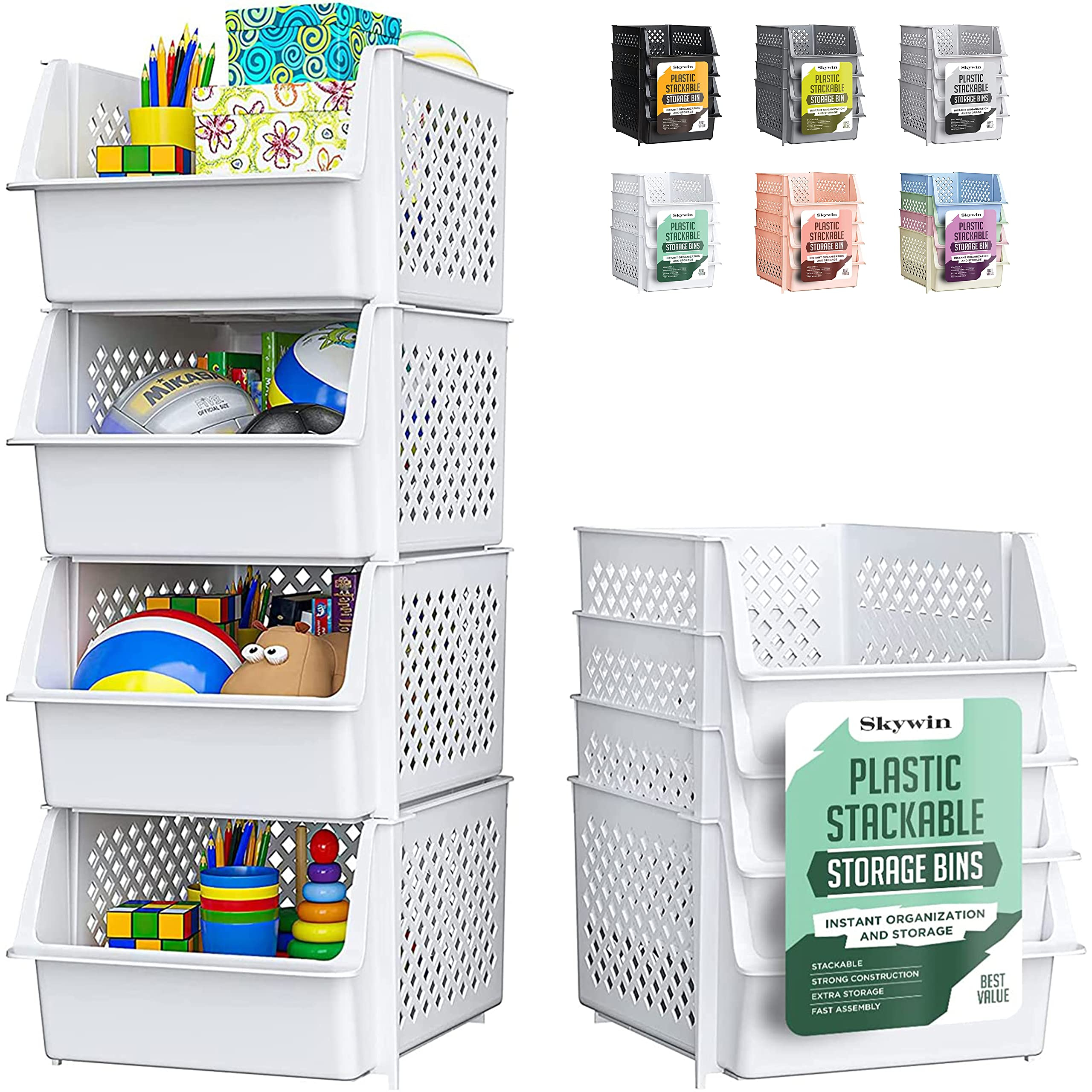 Snapklik.com : Tidyfriend Stackable Storage Bins For Pantry, 4 Pack ... for How to maximize your space with stackable storage bins