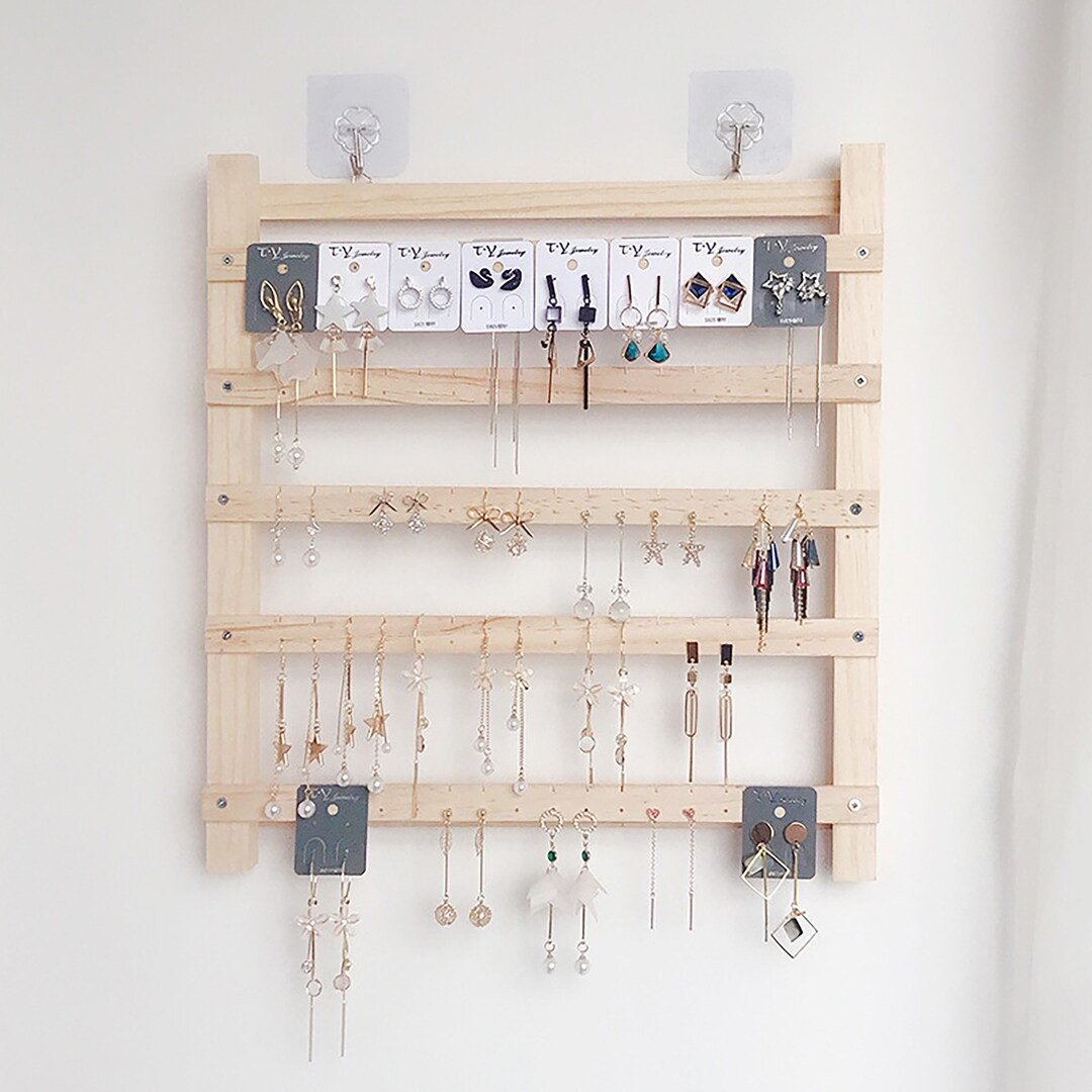 Solid Wood Earring Display Stand Shelf Jewelry Rack 5Layer 80Holes ... within How to Choose the Perfect Jewelry Display Shelf for Your Retail Space
