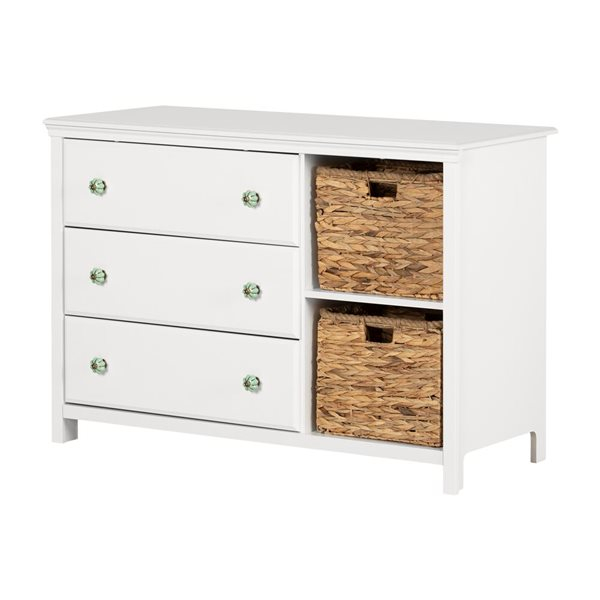 South Shore Balka 47.25-In W Pure White 3-Drawer Transitional Dresser ... with regard to Balka 3-Drawer Dresser With Baskets, Pure White