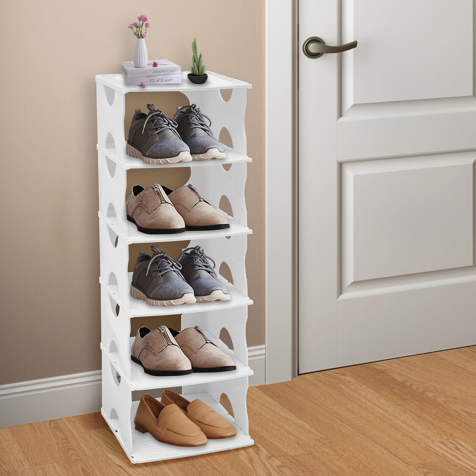 Space Saving 5 Shelf Shoe Rack Shoe Rack Organizer Storage Stackable ... in Shelf For Shoes Rack
