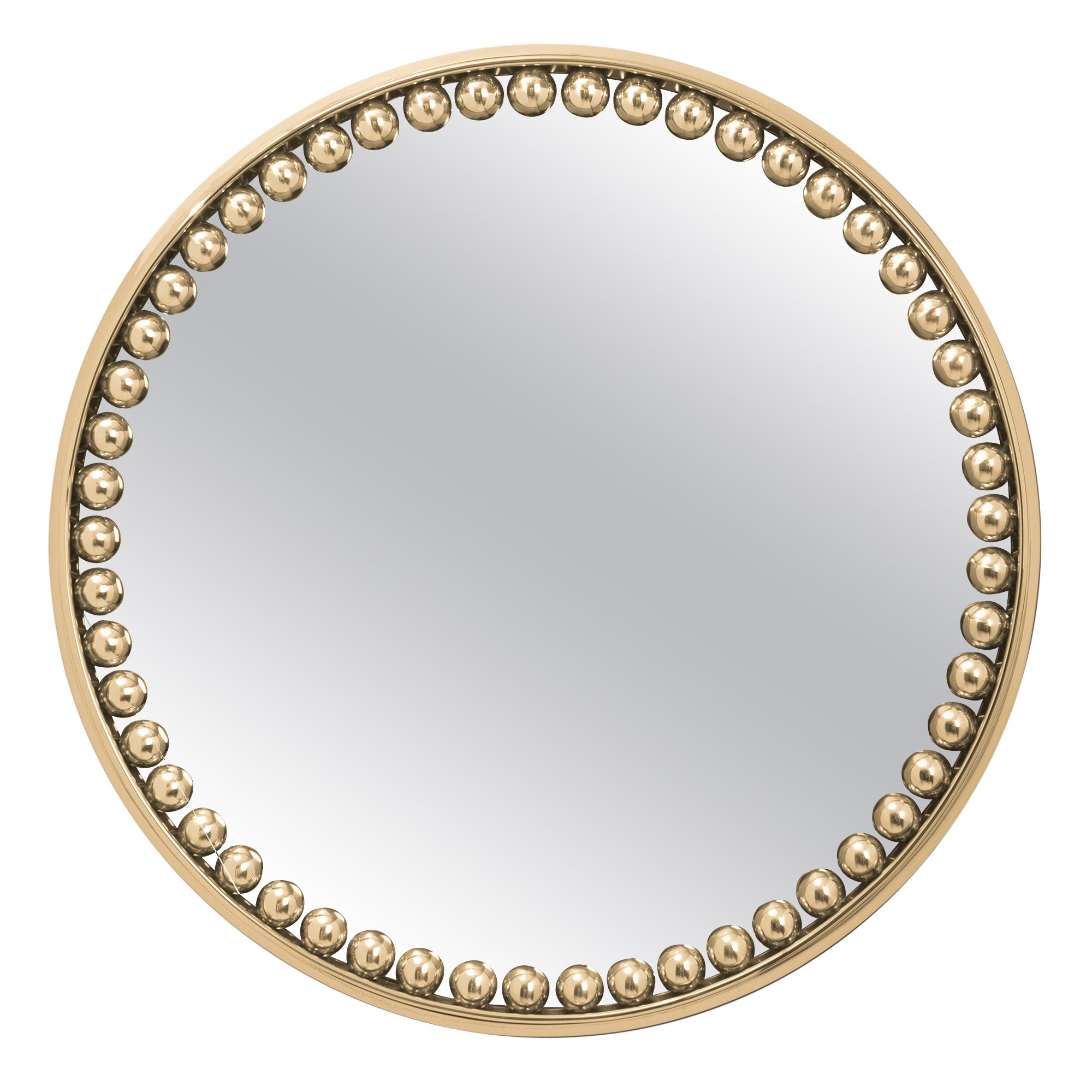 Spheres Round Mirror For Sale At 1Stdibs | Round Sphere Mirror, Beaded ... with Bringing Warmth and Texture with a Brown 24" Sphere Iron Mirror