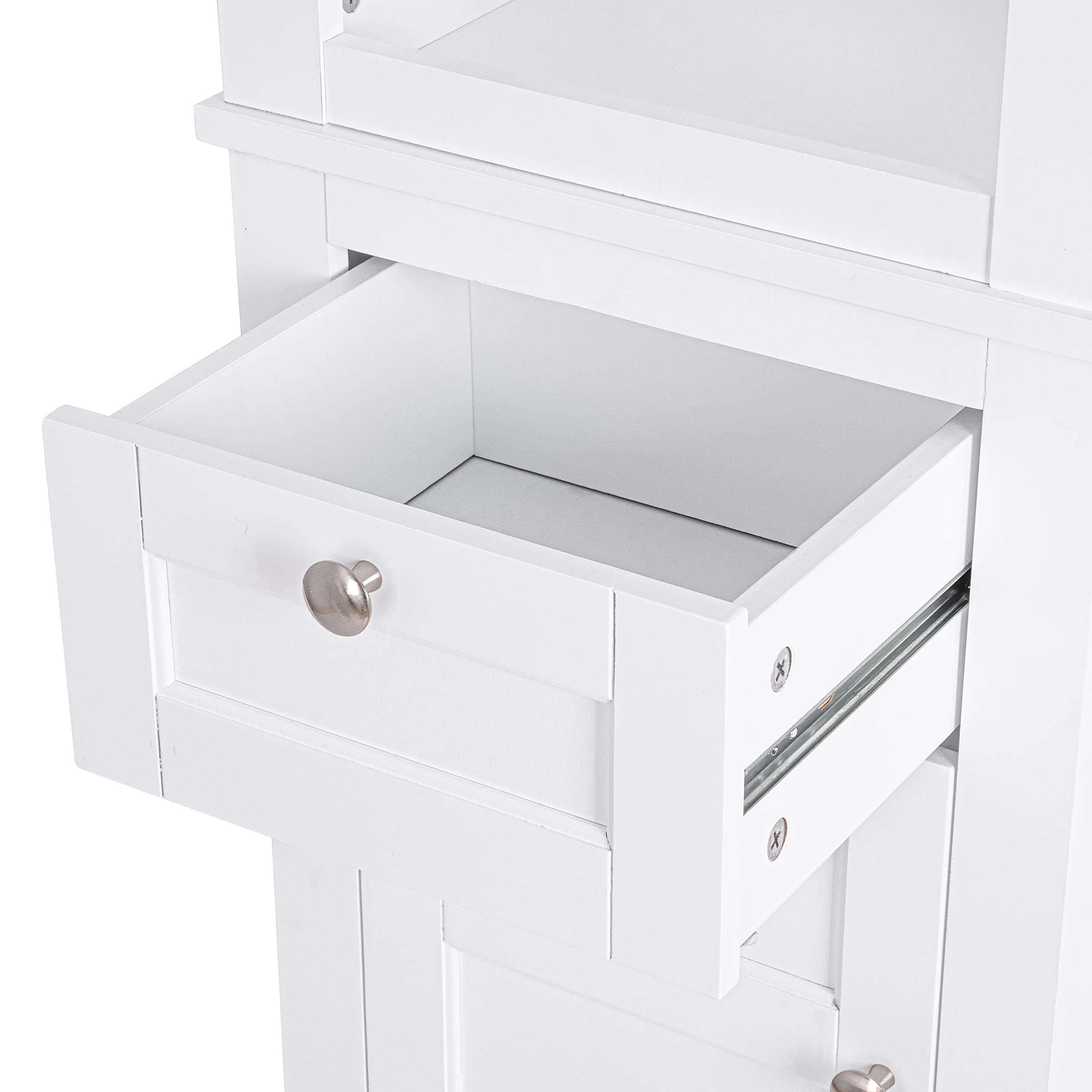 Spirich Home Bathroom Freestanding Storage Cabinet With Two Tier Open ... intended for Gewnee Tall Storage Cabinet With Two Drawers For Bathroom/Office, White