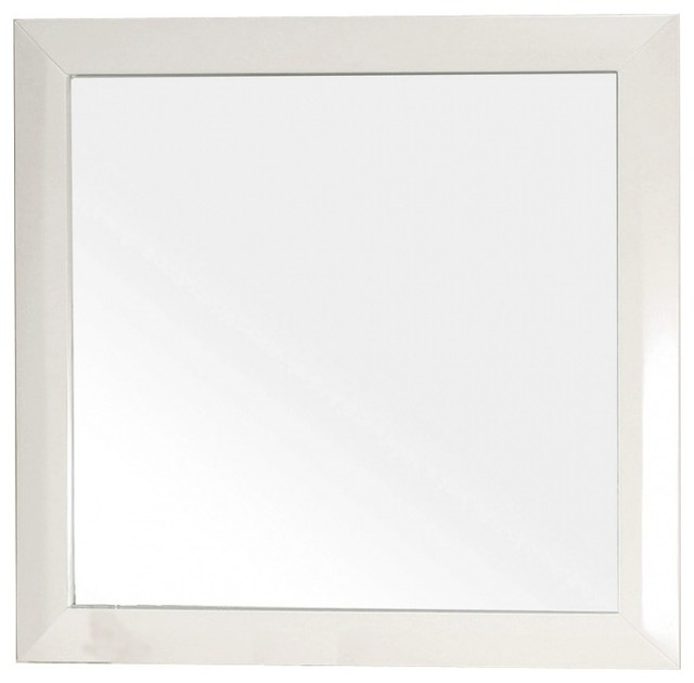 Square Solid Wood White Frame Mirror - Traditional - Wall Mirrors - By ... pertaining to Square Raised Dowel Wood Wall Mirror, White