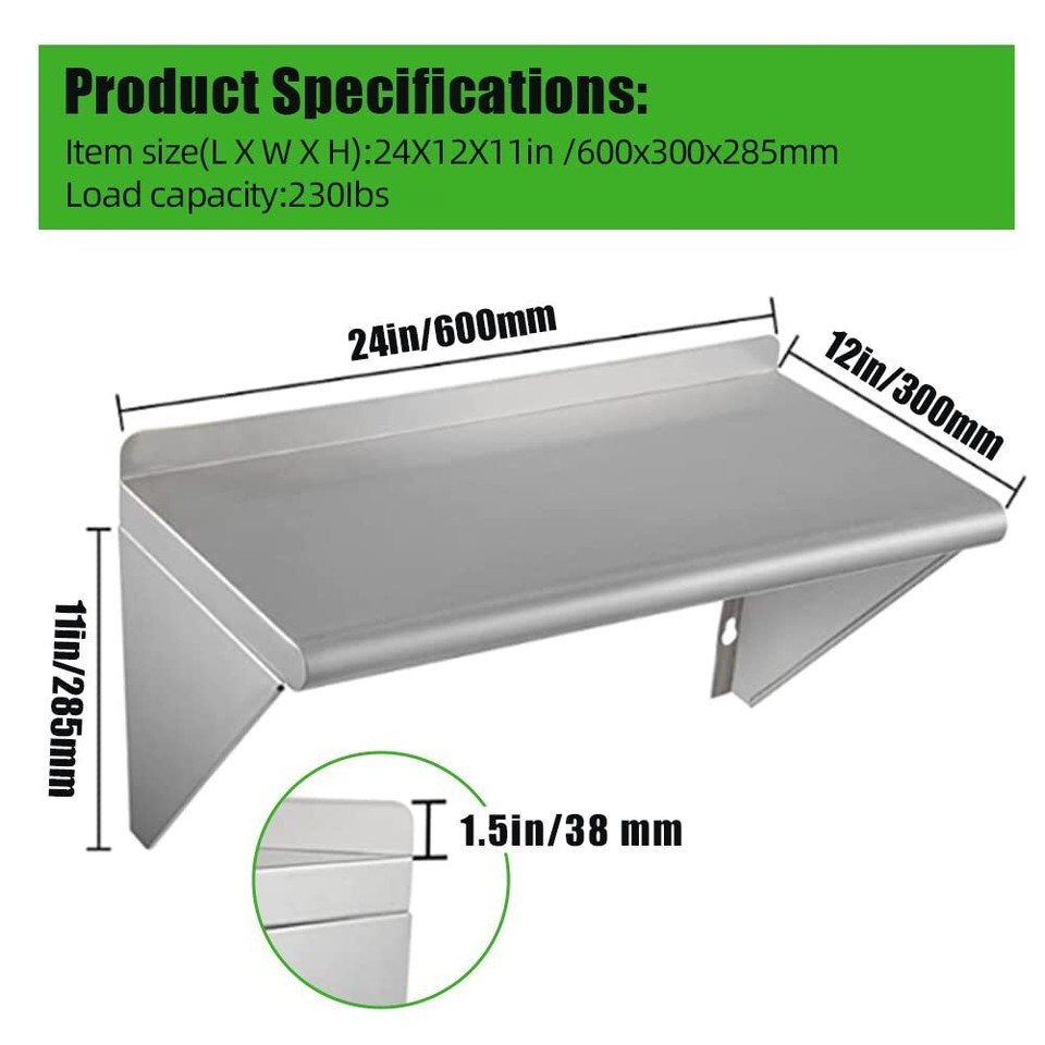 Stainless Steel 24" X 12" Commercial Kitchen Wall Shelf Restaurant ... with The Essential Guide to Choosing the Right NSF Stainless Steel Shelf for Your Restaurant