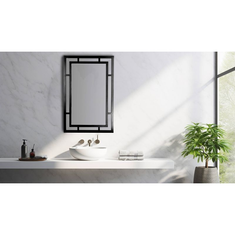 Storied Home Vintage Glass Wall Mirror With Geometric Art Deco Wood ... intended for Bringing Gold and Black Art Deco Charm into Your Home
