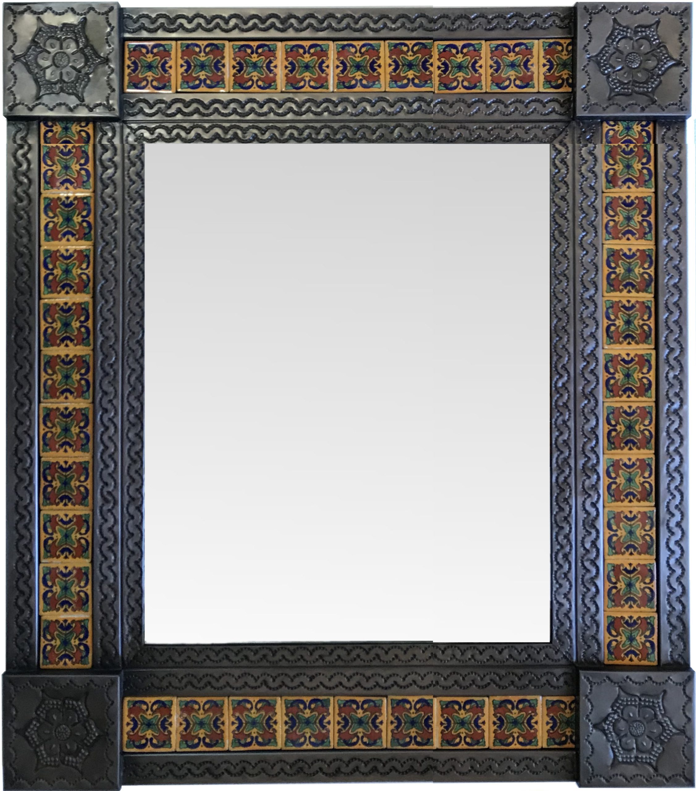 Talamex Medium Brown Butterfly Tile Mexican Mirror pertaining to Medium Brown Sassari Tile Mexican Mirror