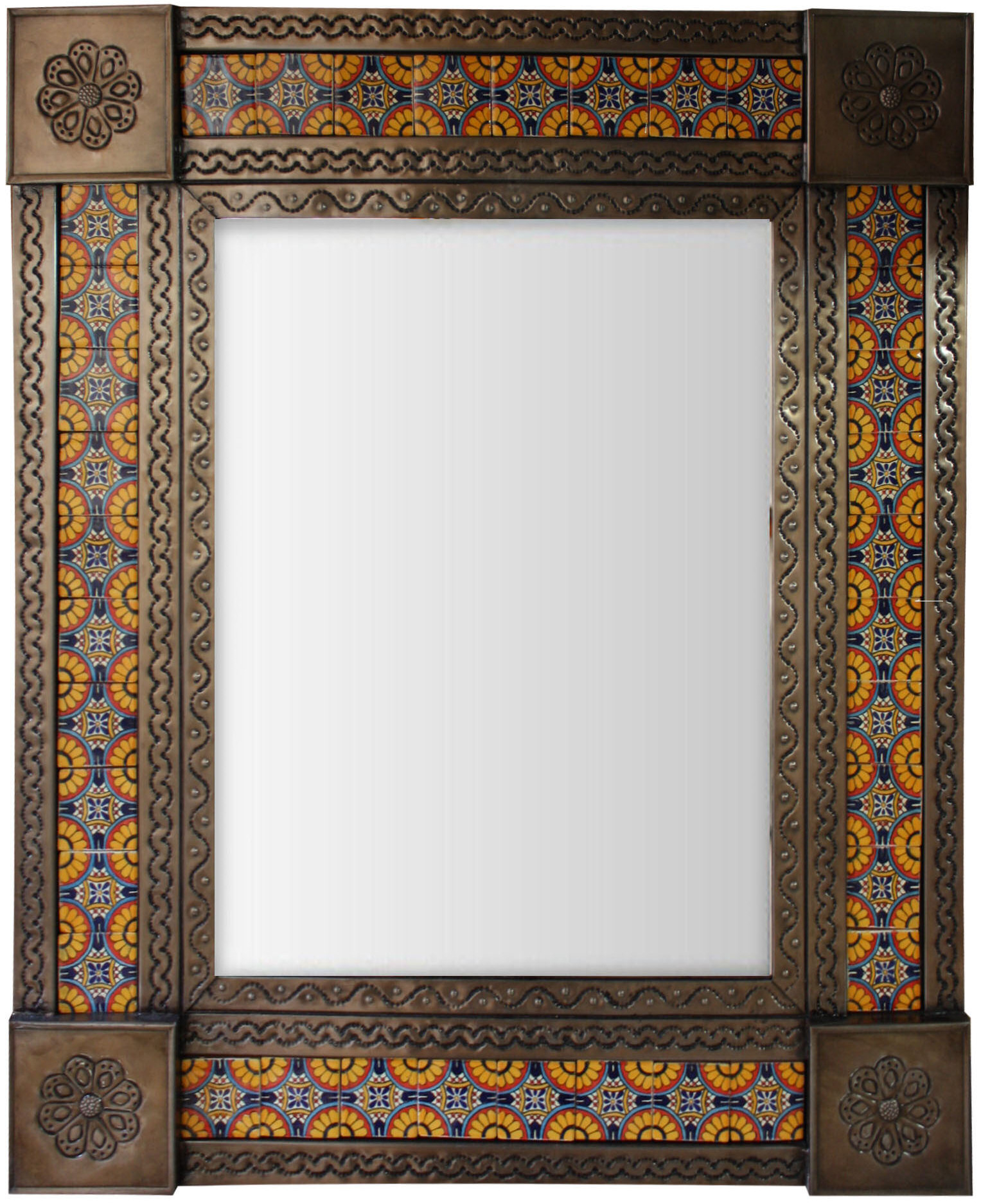 Talamex Medium Brown Daylily Tile Mexican Mirror for Medium Brown Sassari Tile Mexican Mirror