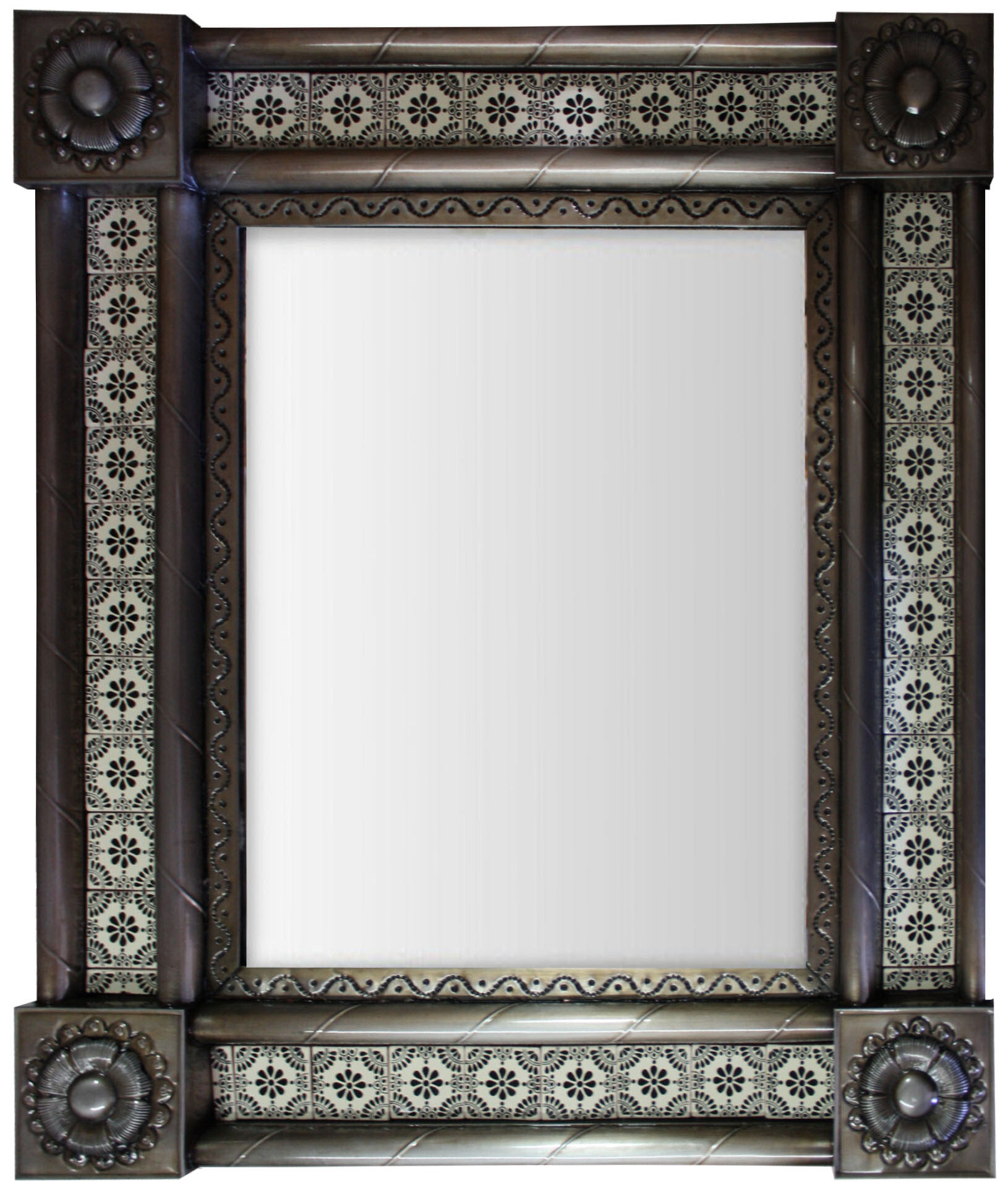 Talamex Post Medium Brown Madrid Tile Mexican Mirror inside Medium Brown Sassari Tile Mexican Mirror