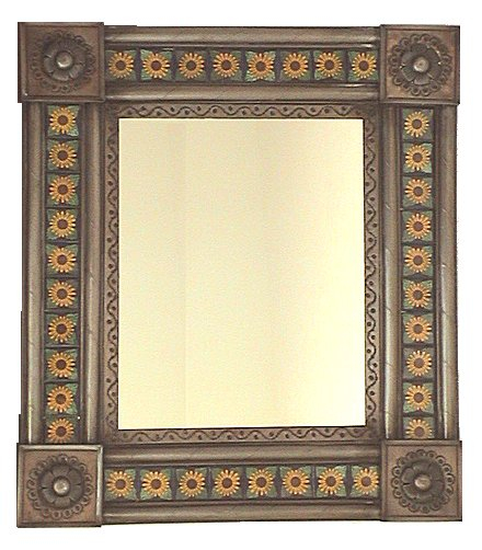 Talamex Post Medium Brown Sunflower Tile Mexican Mirror regarding Medium Brown Sassari Tile Mexican Mirror