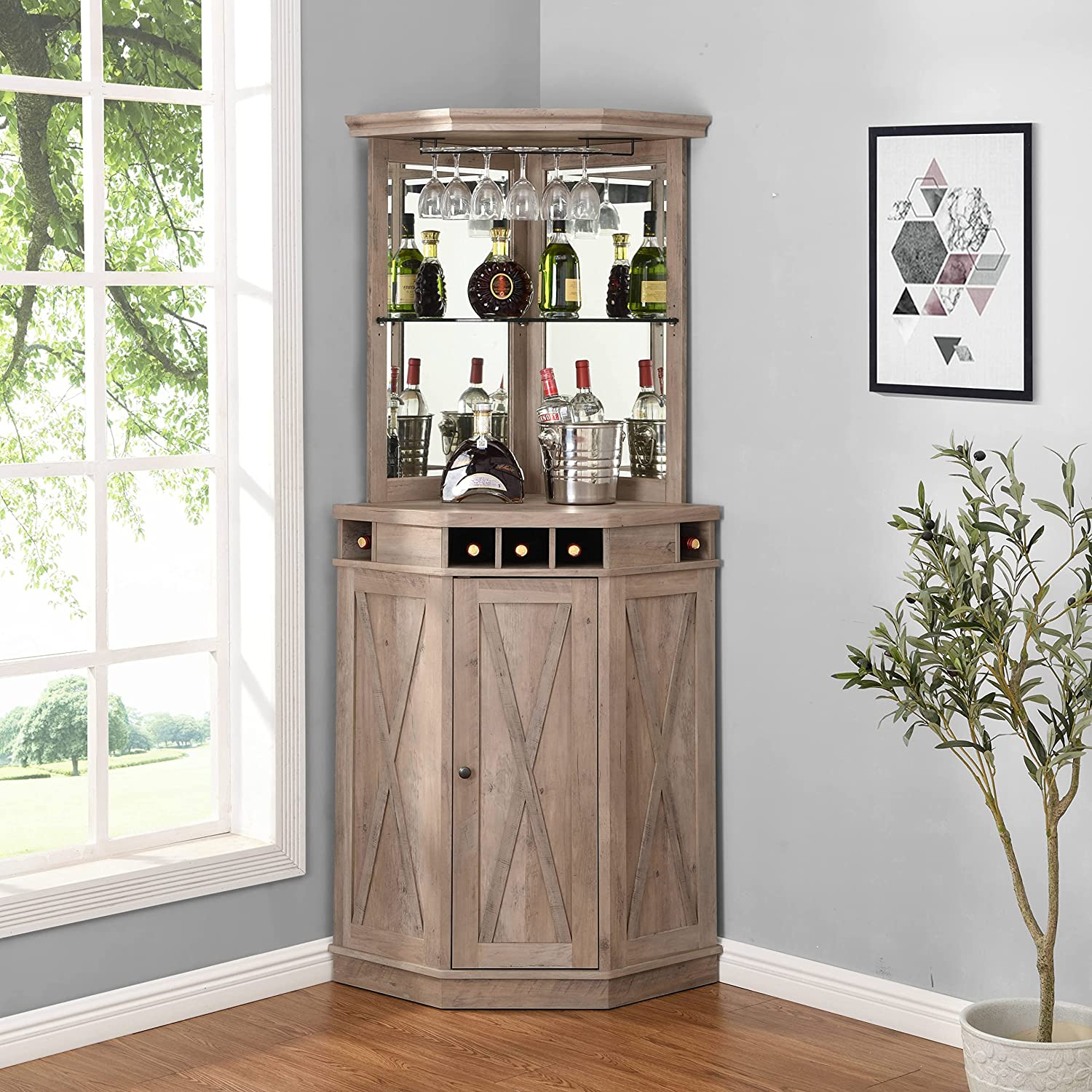 The Best Corner Coffee Bar Cabinets For Home throughout Gewnee Corner Cabinet, Coffee