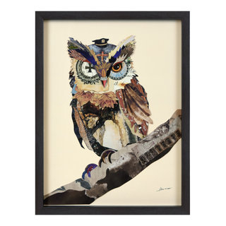 The Wisest Owl Dimensional Collage Wall Art Under Glass - Contemporary ... throughout The Wisest Owl Dimensional Collage Wall Art Under Glass