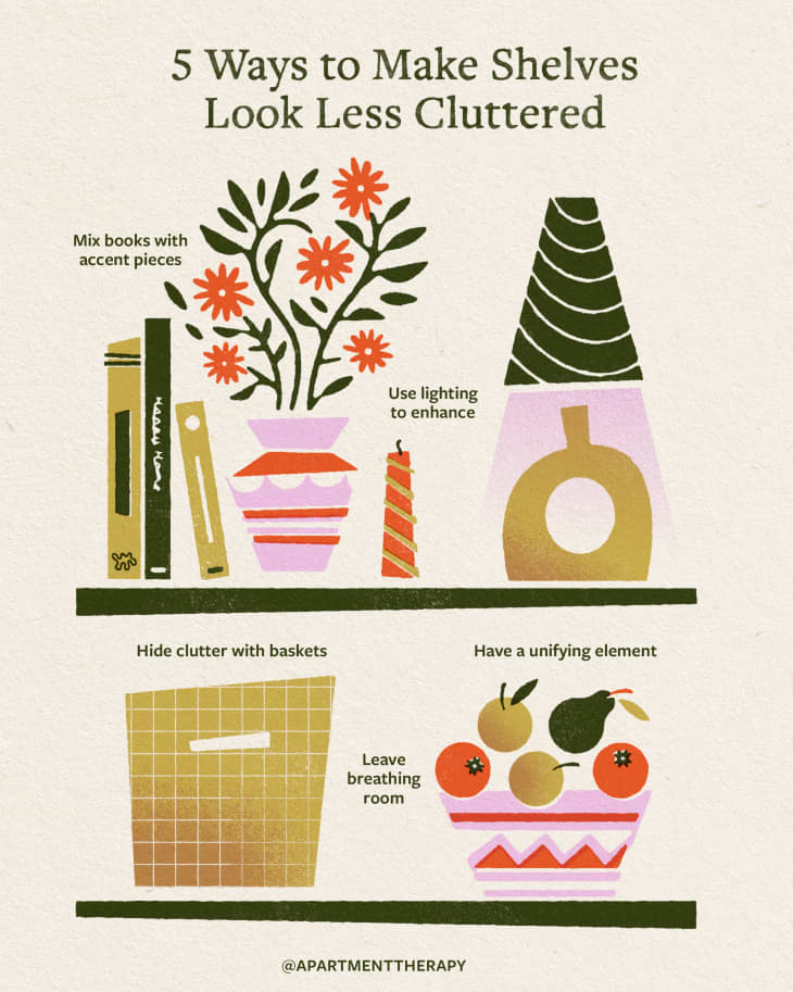 These 5 Shelf Styling Mistakes Are Easy To Fix — Here's How | Apartment ... inside Shelf Decorating Mistakes