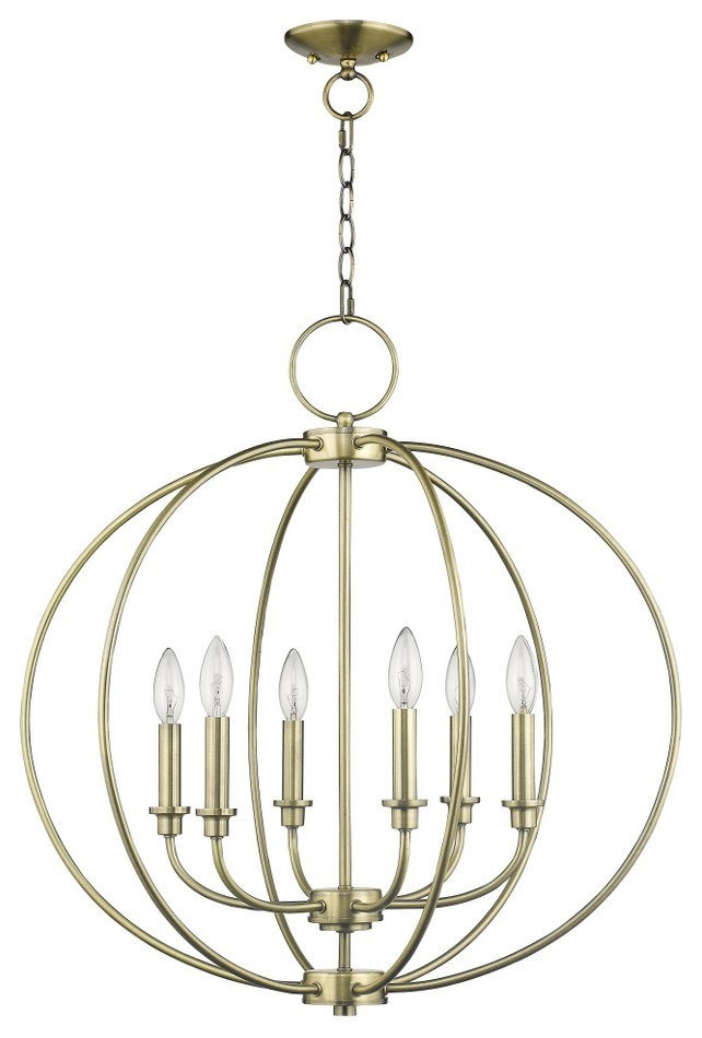 Traditional Farmhouse Six Light Chandelier-Antique Brass Finish ... in Traditional Farmhouse Six Light Chandelier-Classic Pewter Finish - Chandelier
