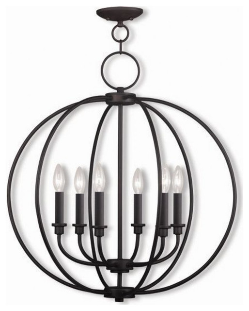 Traditional Farmhouse Six Light Chandelier-Bronze Finish - Chandelier ... throughout Traditional Farmhouse Six Light Chandelier-Classic Pewter Finish - Chandelier