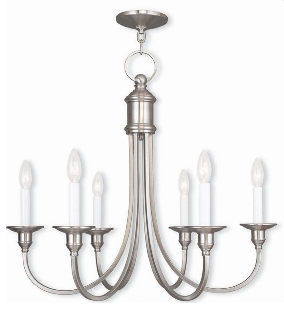 Traditional Farmhouse Six Light Chandelier-Brushed Nickel Finish ... intended for Traditional Farmhouse Six Light Chandelier-Classic Pewter Finish - Chandelier
