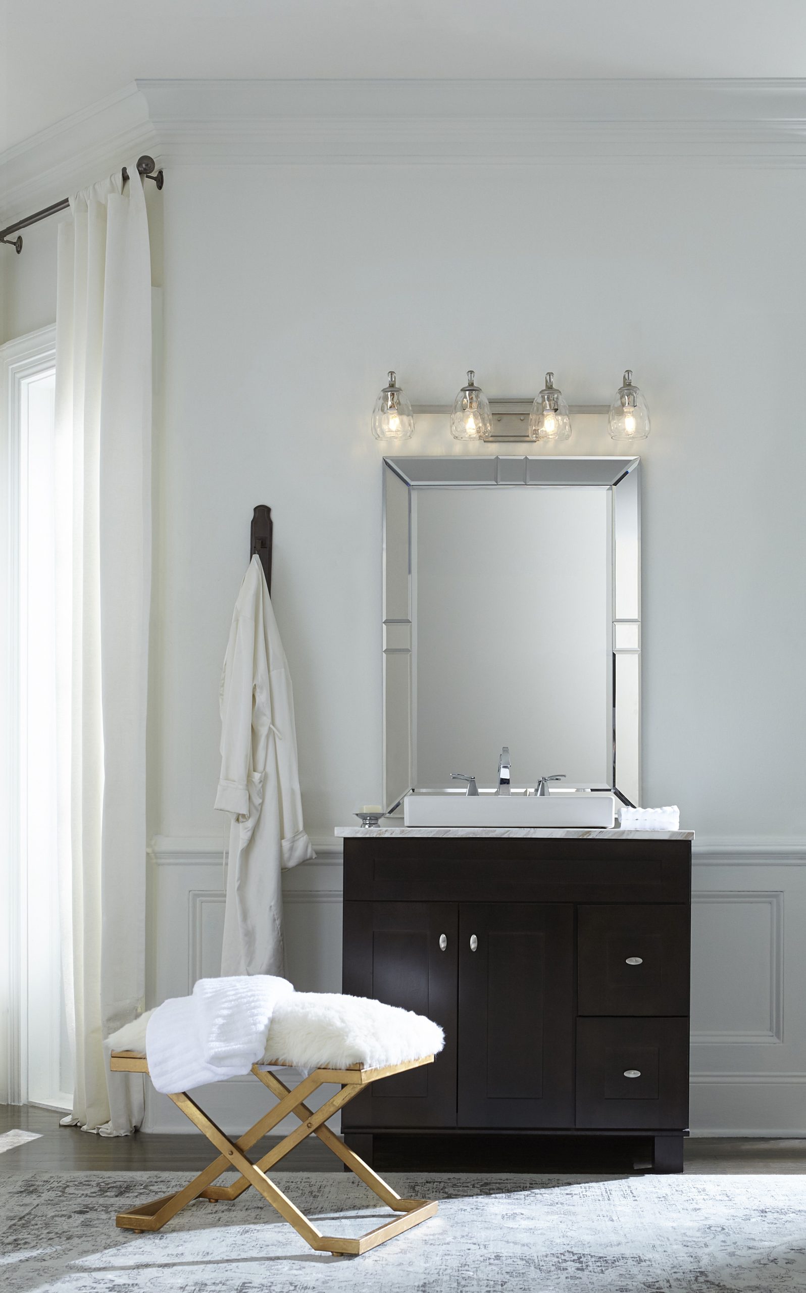 Transitional Style Bath Vanity Anjoux | Bath Vanities, Bath Vanity Lighting, Vanity with Anjoux 1-Light Bath