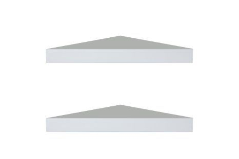 Two White Shelfs Against A White Background inside Chicago Wall Floating Corner Shelf, White
