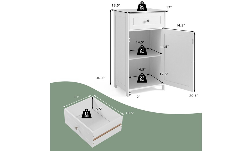 Up To 38% Off On White Floor Storage Cabinet B... | Groupon Goods intended for Costway White Floor Storage Cabinet Bathroom Organizer Cupboard Drawer Shelf