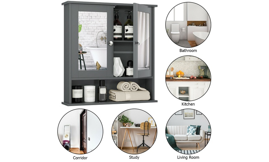 Up To 63% Off On Costway Wall Mount Mirror Cab... | Groupon Goods within Aesthetic Meets Functionality Choosing the Right Costway Grey Mirror Cabinet for You