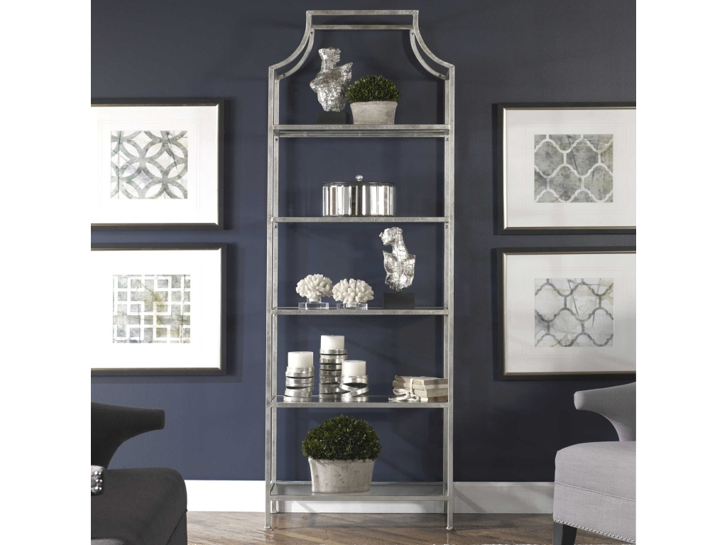 Uttermost Aurelie Etagere Furniture Living Room Cabinets throughout Uttermost Aurelie Silver Etagere